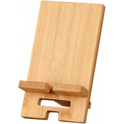 NEW IUI Cell Phone Stand, Wooden Cellphone Tablet Holder Desktop, Compatible with All Smartphones Tablets Customized Natural Beech Wood for Table, Desk & Bedside (7x4.7inch)