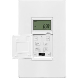 NEW ENERLITES Programmable Digital Timer Switch for Lights, Fans, Motors, 7-Day 18 ON/OFF Timer Settings, 1-Pole, No Neutral Wire Required, UL Listed, cUL Listed, Wall Plate Included, HET01-C-J-WWP, White
