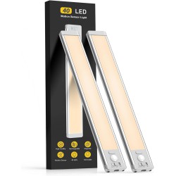 NEW Under Cabinet Lights, 40 LED Rechargeable Battery Operated Motion Sensor Light Indoor, 2 Pack Magnetic Dimmable Closet Lights, Wireless Under Counter Lights for Kitchen, Stairs