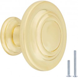 NEW Amazon Basics Traditional Top Ring Cabinet Knob, 1.25-inch Diameter, Brushed Brass, 10-pack