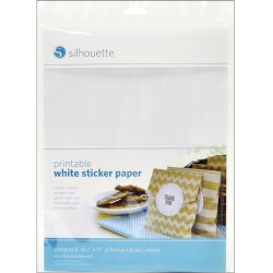NEW Silhouette Media-WHT-ADH Printable White Sticker Paper, 8.5X11, 8 Count