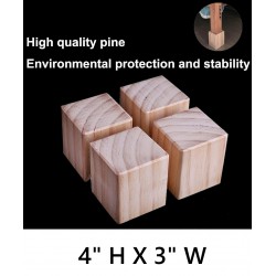 NEW 4 Pack Solid Wood Furniture Legs, Square Wood Block Furniture Support Legs, Wooden Furniture Legs to Add Height to Sofa, Desk, Bed, Table and Chairs