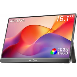 NEW ARZOPA Portable Monitor, 16.1 FHD 1080P Kickstand 100% sRGB High Color Gamut Portable Laptop Monitor IPS Eye Care Screen for High-end Office & Entertainment - Z1C