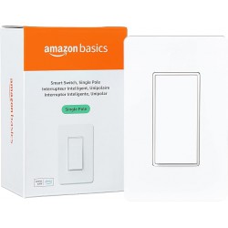 NEW Amazon Basics Smart Switch, Single Pole, Works with Alexa Only, 2.4 GHz Wi-Fi, No Hub Required, White