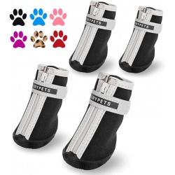 NEW QUMY Small Dog Boots Winter Snow Shoes for Puppy Dog Water Resistant with Reflective Strip Soft Comfortable Anti-Slip Rubber Sole Black 4PCS (Size 3: 1.7x1.5(L*W) for 12.1-16.5 lbs, Black)