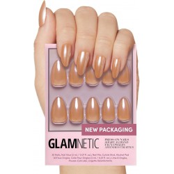 NEW Glamnetic Press On Nails - Maple Glaze | Short Almond Nude Brown Neutral Nails with Glaze Finish | 15 Sizes - 30 Nail Kit with Glue