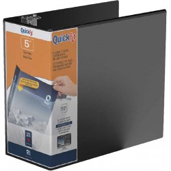 NEW QuickFit View Binder, 3-Ring Binder for School or Office, D Ring, Black, Single, 5 Inch