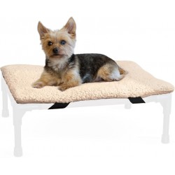 NEW  K&H Pet Products Dog Cot Pad (Cot Sold Separately), Pillow-Top Comfort Bed for K&H Small Elevated Dog Beds, Soft & Fluffy, Secure Fit Straps, Machine Washable, Portable - Small 22 X 17in Tan Fleece