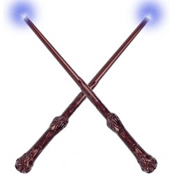 NEW Light Up Magic Wizard Wands Sound Illuminating Toy Wand for Kids Party Costume Cosplay Accessory 2 Piece Brown