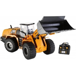 NEW Top Race 10 Channel Full Functional Remote Control Front Loader Construction Tractor, Full Metal Bulldozer Toy Can Dig up to 3.5 Lbs, 1:14 Scale, Remote Control Construction Vehicles TR-213