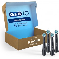 NEW Oral-B iO Genuine Replacement Brush Heads, Ultimate Clean, Refills for Oral-B iO Electric Toothbrushes, Black, 4 Count