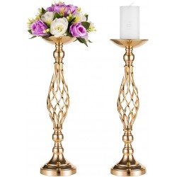 NEW Set of 2 Versatile Metal Flower Arrangement & Candle Holder Stand Set Candlelabra for Wedding Party Dinner Centerpiece Event Restaurant Hotel Decoration