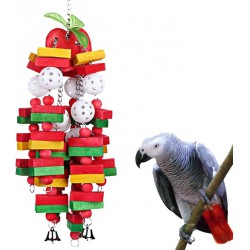 NEW Bird Chewing Toy Large Medium Parrot Cage Bite Toys African Grey Macaws Cockatoos Eclectus Amazon (Apple-22inch)