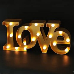 NEW  BRIGHT ZEAL 16 x 7 Large Love Sign Light Wall Art for Bedroom (Gold) - LED Marquee Letters Lights Love Tabletop Sign - Gold Love Sign Wedding Decorations for Reception Tables Centerpieces Gold