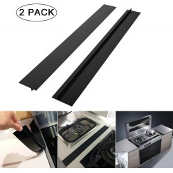 NEW 2pcs Kitchen Silicone Stove Gap Covers, Heat Resistant Stove Counter Gap Cover Seal Pad Flexible Kitchen Oil-Gas Slit Filler Dustproof and Waterproof -25inch Black