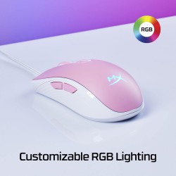 NEW HyperX Pulsefire Core - RGB Gaming Mouse, Software Controlled RGB Light Effects & Macro Customization, Pixart 3327 Sensor up to 6,200DPI, 7 Programmable Buttons, Mouse Weight 87g - White/Pink