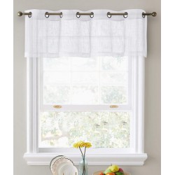 NEW HLC.ME Abbey Faux Linen Textured Semi Sheer Privacy Light Filtering Transparent Thick Half Short Grommet Curtain Valance Topper for Small Windows, Kitchen & Bathroom (54 W x 18 L, White)