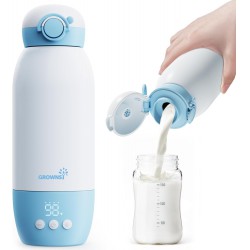 NEW Portable Bottle Warmer, GROWNSY Fast Baby Bottle Warmer On The Go, Cordless Travel Milk Warmer for Breastmilk/Formula, with Precise Temperature Control, Memory Function