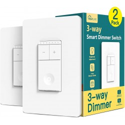 NEW TREATLIFE 3 Way Smart Dimmer Switch 2 Pack, 2 Master Dimmer Switch Compatible with Alexa, Google Assistant, 2.4GHz WiFi Light Switch Remote Control, Neutral Wire Needed, Schedule, No Hub Required