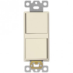 NEW ENERLITES Double Paddle Rocker Decorator Switch, Gloss Finish, Ground Terminal, Clamp-Type Wiring, Copper Wires Only, Single Pole, Residential/Commercial Grade, 15A 120-277VAC, 62834-LA, Light Almond