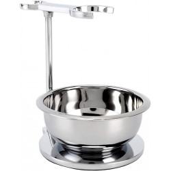 NEW SANWA Deluxe Heavyweight Stainless Shaving Brush Razor Stand with Big Soap Bowl Set,Dad Gifts,boyfriend Gifts,Husband Gifts for Him