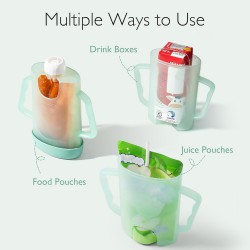 NEW Momcozy Squeeze Pouch Holder for Food Pouches and Drink Boxes, Baby Pouch Holder Allows Baby to Self-Feed and Avoid Messes, Baby Food Pouch Holder Handle is Easy to Grip, Comfortable, Green