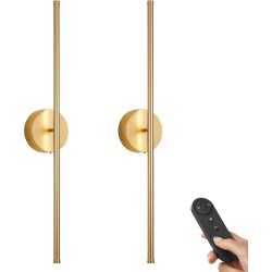 NEW KARTOOSH Battery Operated Wall Sconces, Dimmable Wall Sconces Set of Two, 350°Rotate, 3000K LED Gold Wireless Wall Light for Living Room, Bedroom, Hallway, 24.4 Inch (2 Pack)