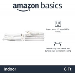 NEW Amazon Basics 6-Foot Extension Cord - 13 Amps, 125V - White