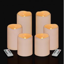 NEW Artmarry Flameless Candles 4 5 6 Set of 6 Ivory Waterproof Pillars 3 Diameter Battery Operated Flickering Candles Include 10-Key Remote Timer Function 400+ Hours by 2 AA Batteries (6 Pack)