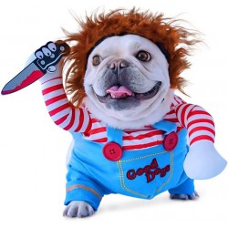 NEW SMALL  Kawasalle Deadly Doll Dog Costumes, Cute Pet Cosplay Funny Costume Clothes for Puppy Medium Large Dogs Halloween Dress-up Party (Small)