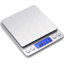 NEW Digital Gram Scale Toprime 2000g 0.01g Food Scale High Precision Kitchen Scale Multifunctional Stainless Steel Pocket Scale with Back-Lit LCD Display Tare PCS Features, Silver