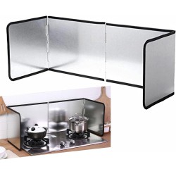 NEW Nonstick 3 Sided Splatter Guard Grease Splatter Screen Splash Guard Stainless Steel Backsplash Protector Stove Side Guards Folding Kitchen Oil Baffle for Stove Top Frying Pan Height 30cm