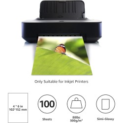 NEW Amazon Basics Photo Paper,Semi- Glossy, 4 x 6 Inch, Pack of 100 Sheets, 300g/m²