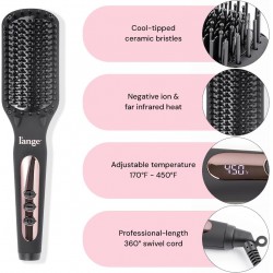 NEW L'ANGE HAIR Le Vite Hair Straightener Brush | Heated Hair Straightening Brush Flat Iron for Smooth, Anti Frizz Hair | Dual-Voltage Electric Hair Brush Straightener | Hot Brush for Styling (Black)