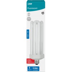 NEW Feit Electric CFL Quad Tube Light Bulb, 300W Equivalent, E26 Base with Mogul Base Adapter, 65-Watt CFL Light Bulb for Residential & Commercial Use, 6500K Daylight, 10,000-Hour Lifespan, PLF65/65/G2