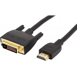 NEW Amazon Basics HDMI to DVI (Male) Adapter Cable, Bi-Directional 1080P, 6 ft/1.8 m, Gold-Plated, Easy to Install, Single Pack for Television, Black