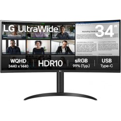 NEW LG UltraWide 34WP65C-B 34 Inch 21:9 Curved FreeSync 1ms 160 Hz WQHD(3440 x 1440) Gaming Monitor, Black