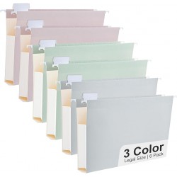 NEW Y YOMA 6 Pack Extra Capacity Hanging File Folders Legal Size Accordion Decorative Reinforced File Folder Cute Colored Expandable Folder for Office Home with 1/5-Cut Adjustable Tabs, Morandi Color