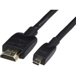 NEW AmazonBasics Flexible and Durable Micro HDMI to HDMI Cable - Supports Ethernet, 3D, 4K HDR and ARC (4K@60Hz, 18Gbps) - 6 Foot, Black