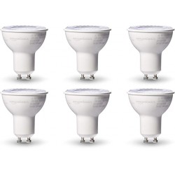 NEW Amazon Basics 50W Equivalent, Warm White, Dimmable, 10,000 Hour Lifetime, MR16 (GU10 Base) LED Light Bulb | 6-Pack