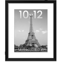 NEW upsimples 10x12 Picture Frame, Display Pictures 7x9 with Mat or 10x12 Without Mat, Wall Gallery Poster Frames, Black