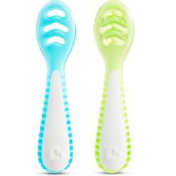NEW Munchkin Gentle Dip Self-Feeding Pre-Tensil, 2/Pack, Mint Blue/Green
