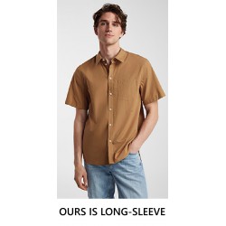 NEW XS LONG SLEEVE Goodthreads Standard-Fit own Stretch Poplin Shirt, Dark Caramel