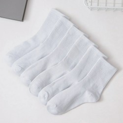 NEW 6 Pairs Middle Tube Socks For Men And Women Solid Colour In White and Black Fashion Sweat Absorption Breathable and Casual