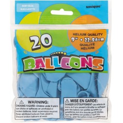 NEW 20/PACK Unique 54537 9 Latex Baby Blue Balloons