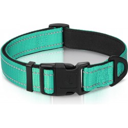 NEW MEDIUM Joytale Reflective Dog Collar, Soft Neoprene Padded Breathable Nylon Pet Collar Adjustable for Medium Dogs,Teal,M