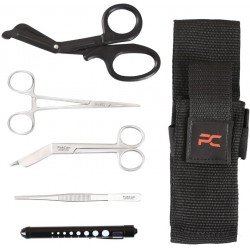 NEW PakCan EMT Emergency First Responder Rescue Tool Kit Pouch with Tactical Black Coated Trauma Shears, Bandage Scissors, Hemostat, Pupil Light, Holster Pouch - Multipurpose Emergency Kit
