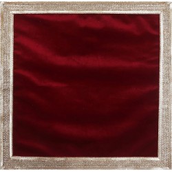 NEW INDIAN CONSIGNERS Solid Red Velvet Cloth with Golden Shinny Border, Aasan Pooja Puja Cloth Poojan Table Cloth Holy Cloth