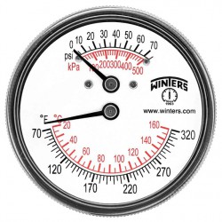 NEW  Winters Instruments TTD401 Steel Dual Scale Tridicator Thermometer