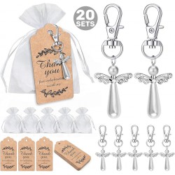 NEW MOVINPE 20pcs Angel Favor Keychains Bags Thank You Tags, Guest Return Gifts for Baby Shower, Bridal Shower, Party Favors